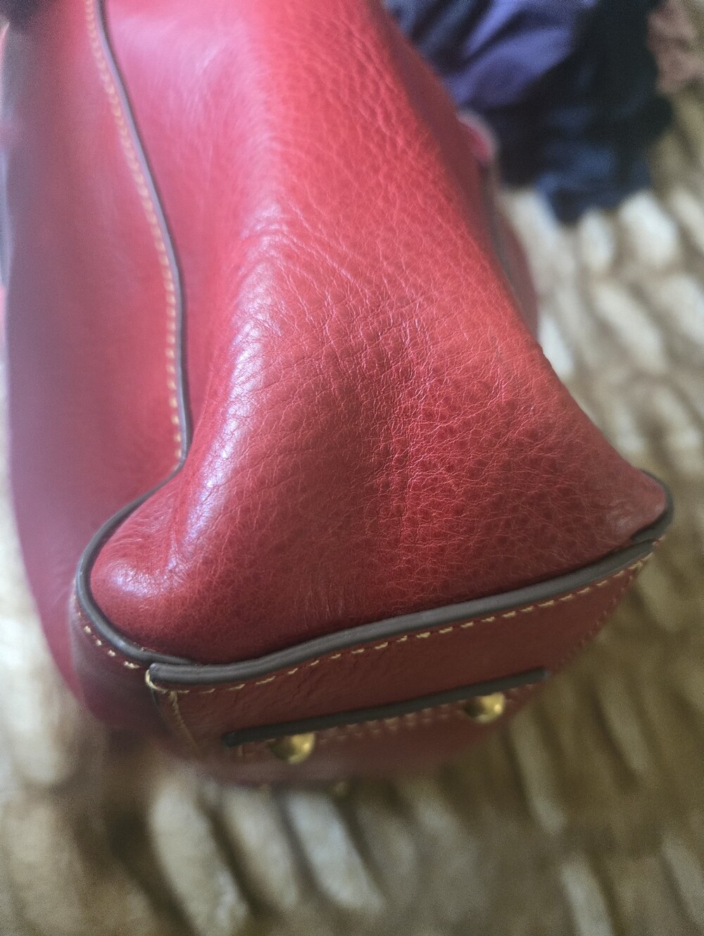Dooney & Bourke Red Leather Shoulder Tote - Picture 4 of 4
